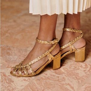 Sezane Natasha sandals smooth gold braid worn once size 38